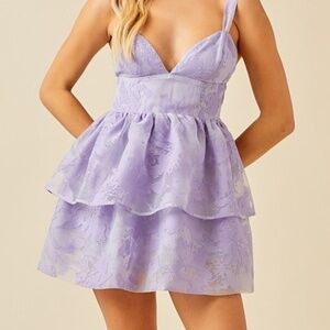 FLORAL ORGANZA TIERED ROMPER DRESS